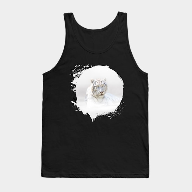 White Tiger Animal Wildlife Jungle Nature Adventure Hunt Mist Tank Top by Cubebox